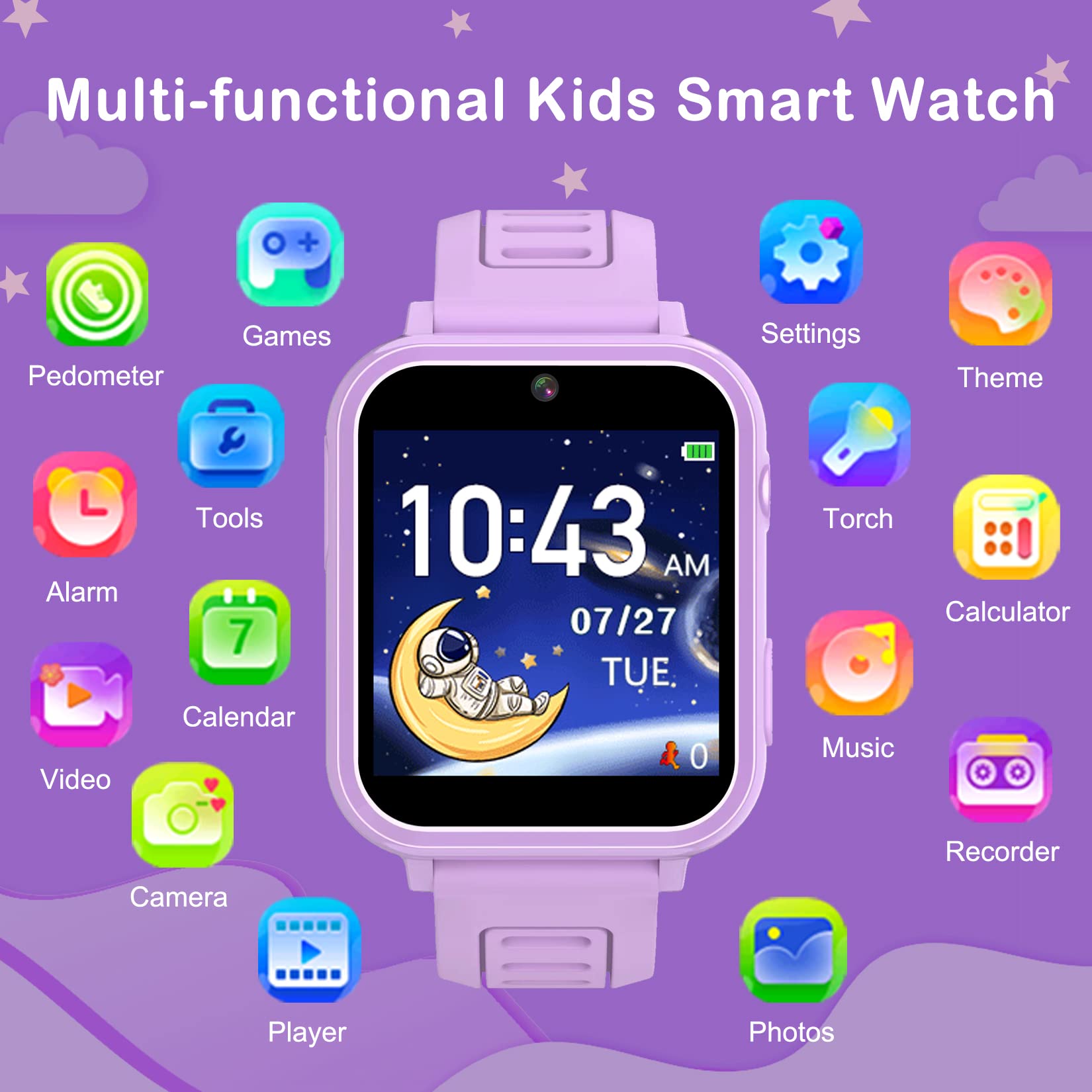 Kids Smart Watch, Smart Watch for Kids Toys with 24 Games Camera Video Recorder Music Player Alarm Calculator Calendar Stopwatch Flashlight Pedometer Gift Toys for Boys and Girls Ages 3-12 Years Old