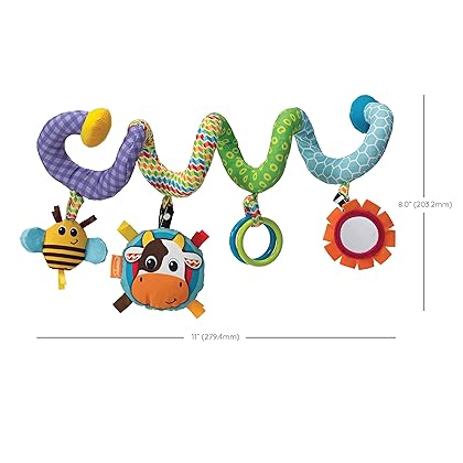 Infantino Stretch & Spiral Activity Toy - Textured Play Activity Toy for Sensory Exploration and Engagement, Ages 0 and Up, Blue Farm, 1 Count (Pack of 1)