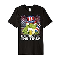 4th of July Funny The Land of The Tipsy US Flag Frog Beer Premium T-Shirt