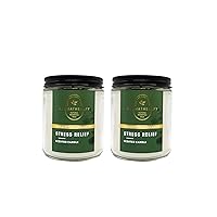 Bath & Body Works Stress Relief Aromatherapy Scented Candles | Eucalyptus Spearmint Scent | | Soy Based Wax | dfrDhp | NaturalEssential Oils | 2 Pack | 7 Oz Each
