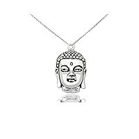 New Buddha Head Silver Pewter Charm Necklace Pendant Jewelry