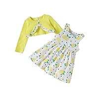 puseky Toddler Baby Girls Dress and Cardigan Set Baby Girl Floral Print Sleeveless Dress and Coat 2Pcs Outfits Set