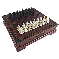 Chess Set Wooden Chess Set with Drawer Resin Chessman Christmas Traditional Game Pieces Storage Slots for Adults Kids Beginners Board Game