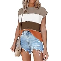 Cap Sleeve Knit Sweater Tops Sleeveless Vest Summer Tops 2024 Clothes Oversized Tank Tops Trendy T Shirts