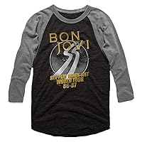 Bon Jovi Rock Band Slippery World Tour Vintage Adult 3/4 Sleeve T-Shirt Tee