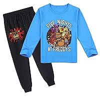 Toddler Casual Tracksuit Set Five Night Freddy's Crewneck Long Sleeve Pullover Top and Elastic Waist Pants