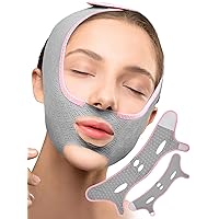 Double Chin Reducer, V Line Mask, 2024 New Chin Up Patch, Chin Strap, Face Lifting Belt V Shaped Slimming Face Mask for Sagging, Sleeping Face Belts, Face Tightening Chin Mask, 2Pack