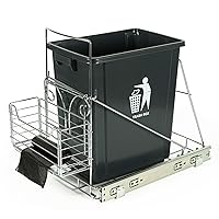 Pull Out Trash Can Under Cabinet Slider Shelf with Removable Front Basket for Kitchen Under Sink Trash Can Fit for Most 7-11 Gallon Garbage (Waste Bin Not Included)
