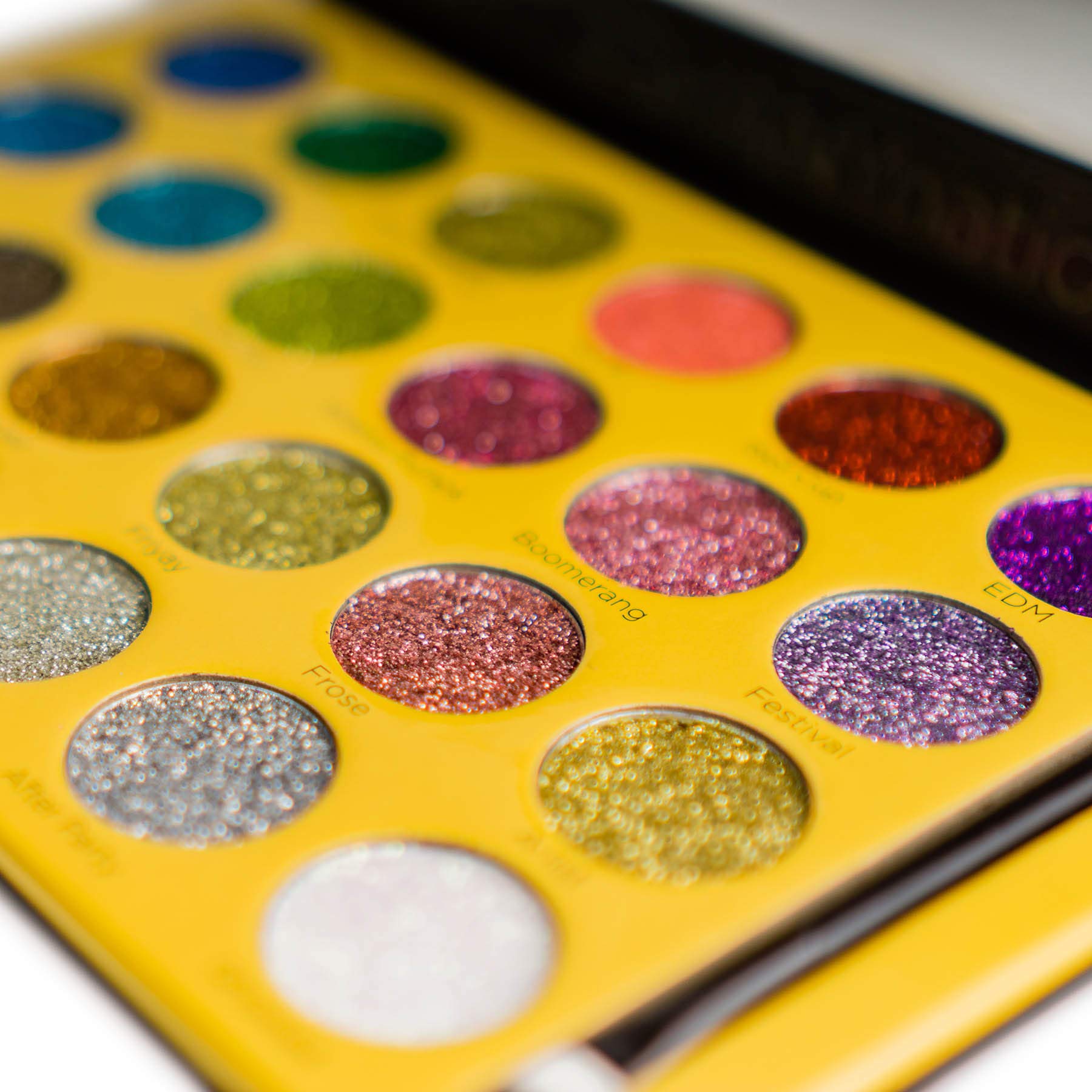 SHANY RSVParty Makeup Glitter Eyeshadow Palette - 24 Long-Lasting Pressed Glitter Pigments for Face and Body - Ultra Pigmented Glitter Makeup set with a Makeup Brush. Full Size Eyeshadow Pan.
