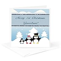 Penguin Family on a Winters Day, Merry 1st Christmas - Greeting Card, 6 x 6 inches, single (gc_167322_5)