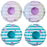 Swimways Disney Princess Floating Drink Holders, Inflatable Pool Cup Holders & Pool Party Supplies, Little Mermaid Toys for Kids Aged 5 & Up, 4-Pack