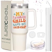 Mothers Day Gifts - 40 Oz My Favorite Child Gave Me This Tumbler, Best Gifts for Mom from Daughter Son, Cute Mother's Day Gift Ideas for Wife Mom Women(Cream)