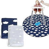 Splat Mat 2 Pack for Under High Chair & Arts & Crafts & Eating Mess, Waterproof Baby Anti-Slip High Chair Mat for Floor or Table, Reusable & Portable Splash Mat for Under High Chair, 42” ×42” Round