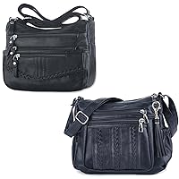 ELDA 10 Pockets Crossbody Purses for Women Soft PU Leather Shoulder Bag Medium Pocketbooks Lightweight Ladies Satchel Bag