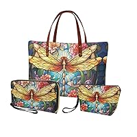 Top Handle Purse for Women, Purse and Wallet Set Large Tote Handbag with PU Wallet Purse, Gift for Mom