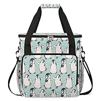 Cute Penguin (3) Coffee Maker Carrying Bag Compatible with Single Serve Coffee Brewer Travel Bag Waterproof Portable Storage Toto Bag with Pockets for Travel, Camp, Trip