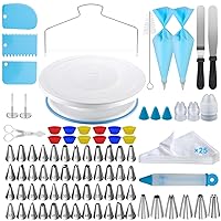 112Pcs Cake Decorating Supplies Kit, Included Cake Turntable, Cake Leveler, 54 Numbered Icing Piping Tips, 2 Spatulas, 3 Scraper, 30+2 Piping Bags, Mother's Day Gift Ideas