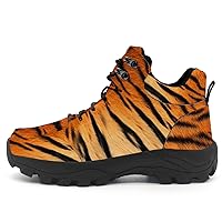Tiger Print Hiking Shoes for Men Women Waterproof Slip-Resistant Leather Boots Outdoor Trekking Sneakers Gifts for Her,Him