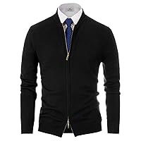 PJ Paul Jones Mens Casual 2-Way Zip Cardingan Sweater Stand Collar Full-Zip Sweater Jacket