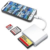 DenicMic SD CF Card Reader Compatible with iPhone/iPad SD CF TF Memory Card Reader Adapter Digital Trail Game Camera Accessories No Need App