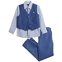 Boys 4 Piece Suit Set with Vest, Dress Shirt, Bow Tie, Pants & Pocket Square | Big & Little Kids Formal Apparel