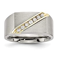Titanium 14k Brushed 1/5ct Tw. Diamond Ring Jewelry for Women - Ring Size Options: 10.5 11.5 12 12.5 13 8 8.5 9 9.5