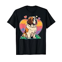 I Love My Saint St. Bernard Dog Themed Valentines Heart Art T-Shirt