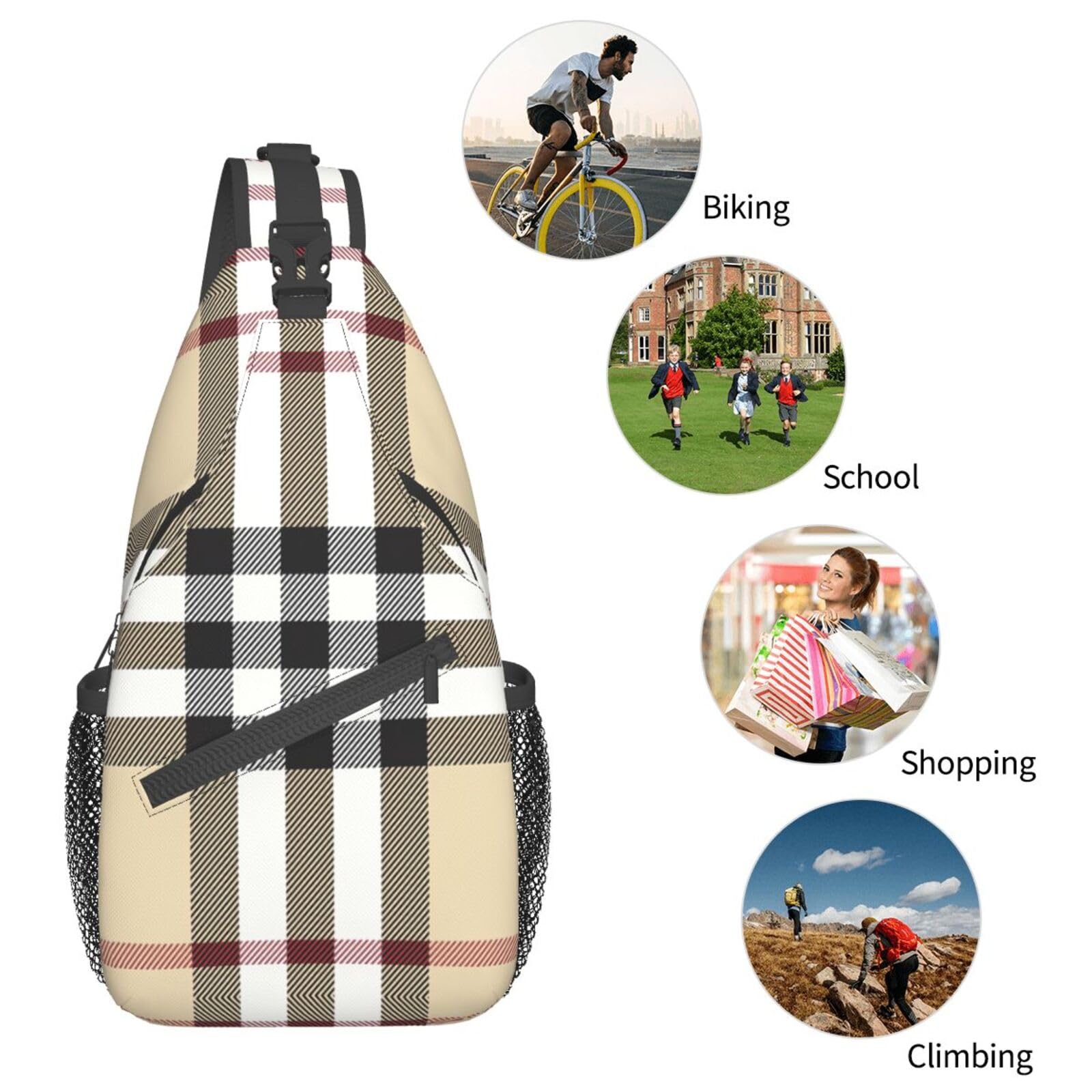 WURTON Sling Bag Glittery Pretty Pattern Print Sling Backpack Crossbody Chest Bag Daypack For Hiking Travel
