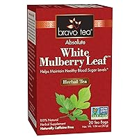 Bravo Tea Absolute White Mulberry Leaf Herbal Tea Caffeine Free, 20 Tea Bags