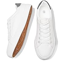 FRACORA Mens Canvas Shoes White Black Sneakers Low Top Lace Up Casual Shoes