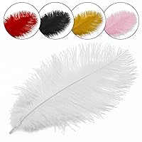 50pcs White Feathers with 8~10 in,Beautiful Long Feather for  Crafts（21-25CM）,Big Size Bilateral Natural Goose Feather,for Wedding Dress  and Party
