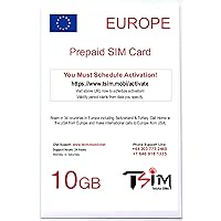 Europe SIM Card 28 Days Holiday with CallHome & Hotspot Tethering. 5G Enabled. Roam in 34 Countries incl Switzerland, Turkey. Works in USA Too. (10GB)