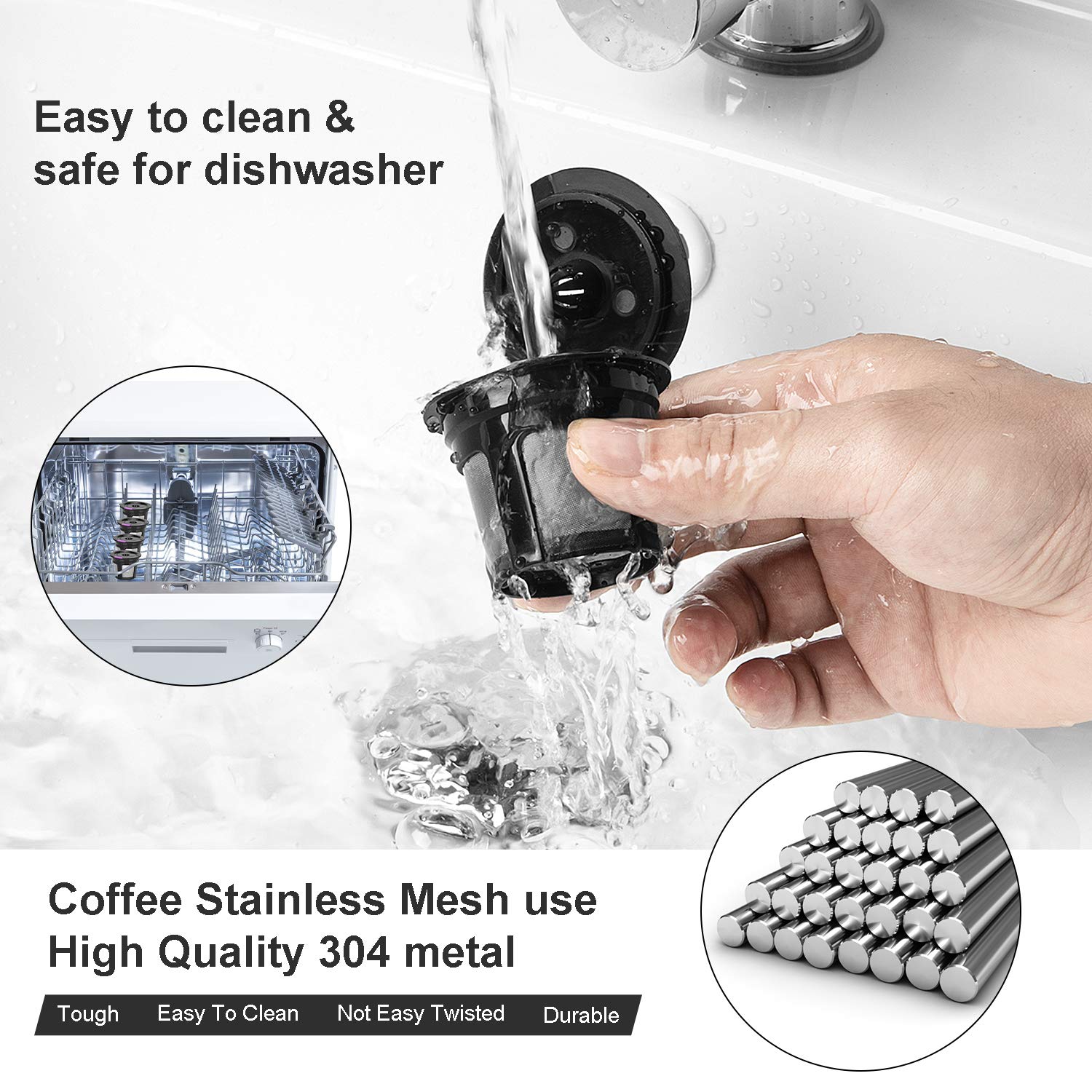 Reusable K Cups For Keurig, Reusable K CUP Coffee Filter Refillable Single K CUP for Keurig 2.0 1.0 BPA Free-6 Packs