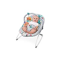 Bright Starts Baby Bouncer Soothing Vibrations Infant Seat - Taggies, Music, Removable -Toy Bar, 0-6 Months Up to 20 lbs (Toucan Tango)