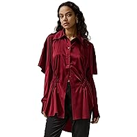 LilySilk Womens Silk Shirt Ladies 100% 19MM Silk Blouse with Elastic Pleated & Versatile Long Short Sleeves 2 in 1 Tops