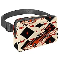 Fanny Pack Crossbody Bag for Women Men, Small Waist Hip Bag for Sports Running Workout, Waist Bag Sling Bag with Adjustable Strap, Race Car with Finish Line Flags