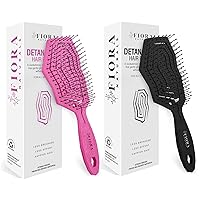 Fiora Naturals Hair Detangling Brush -100% Bio-Friendly Detangler hair brush w/Ultra-soft Bristles- Glide Through Tangles with Ease, (Pink & Black)