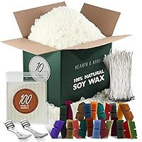 Hearth & Harbor Natural Soy Wax and DIY Candle Making Supplies - 10 Lbs Soy Candle Wax Flakes, 24 Candle Wax Dye Blocks, 100 Cotton Wicks, and 2 Metal Centering Device