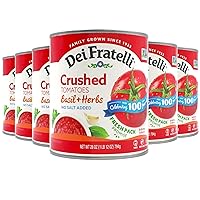 Dei Fratelli Crushed Tomatoes with Basil, Garlic, and Herbs (28 oz. Cans, 6 pack) - Vine-Ripened - No Water Added, No Salt Added - Non-GMO, Gluten-Free