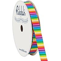 Ribbli Easter Ribbon,Colorful Easter Rainbow Stripe Grosgrain Ribbon Use for Hair Bows,Wreath,Gift Wrapping,Easter Basket Decoration,3/8 Inch 30 Feets (10 Yards)