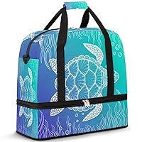 Sea Ocean Turtle Summer（07） Foldable Travel Duffel Bag Sports Tote Gym Bag With Shoe Compartment For Woman Man Carry On Luggage Overnight Travel Weekend Yoga Workout Bag Training Handbag