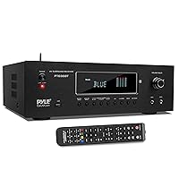 Pyle 1000W Bluetooth Home Theater Receiver - 5.2 Channel Surround Sound Stereo Amplifier System with 4K Ultra HD, 3D Video & Blu-Ray Video Pass-Through Support, HDMI/MP3/USB/AM/FM Radio, Black