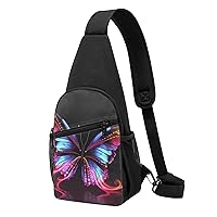 Sling Bag Crossbody for Women Fanny Pack Dancing Butterfly Chest Bag Daypack for Hiking Travel Waist Bag