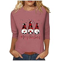 Women's Cute Fall Tops Fashion Casual Round Neck 44989 Sleeve Loose Christmas Printed T-Shirt Top Hoodies, S-3XL