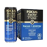 F29 Nootropic Focus + Energy Drink – Pack of 4 – Lightly Carbonated – Nootropic Beverage, 10 Calories per Serving – Sugar Free Energy Drinks - Nootropic Beverage, Blue
