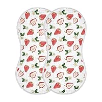 Strawberry Muslin Baby Burp Cloths, Soft & Absorbent Cotton Burping Rags for Newborn Boys & Girls, 2 Pack