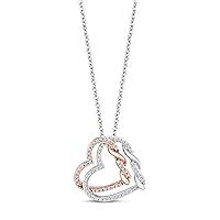 Choose your Gemstone Sterling Silver & Rose Gold Plated Cubic Zircon Daimond Twisted Heart Pattern Necklace Beautiful Birthday Gift Jewelrey for Womens & Girls '18