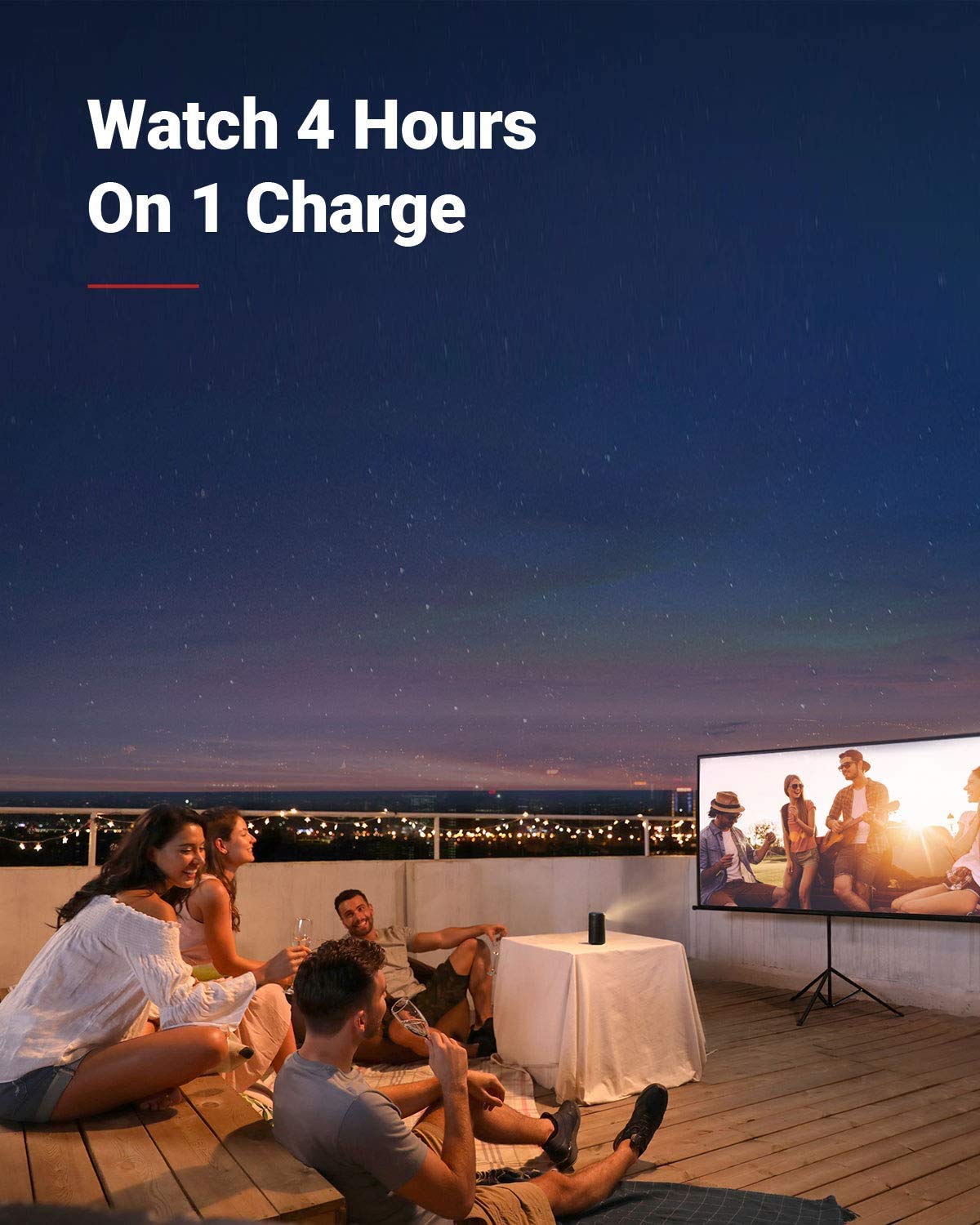 Anker NEBULA Capsule Max, Mini Projector with WiFi and Bluetooth, Small Projector, 200 ANSI Lumen, Projector Portable, Native 720p HD, 8W Speaker, 100 Inch Picture, 4Hr Video Playtime, Home Theater