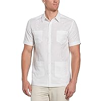 Cubavera Men's Linen Blend Tonal Embroidery Short Sleeve Guayabera Shirt