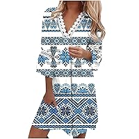 Women's Spring Dresses 2023 Fashion V-Neck Printed Lace Patchwork Bohemian Casual Resort Dress Dresses Party
